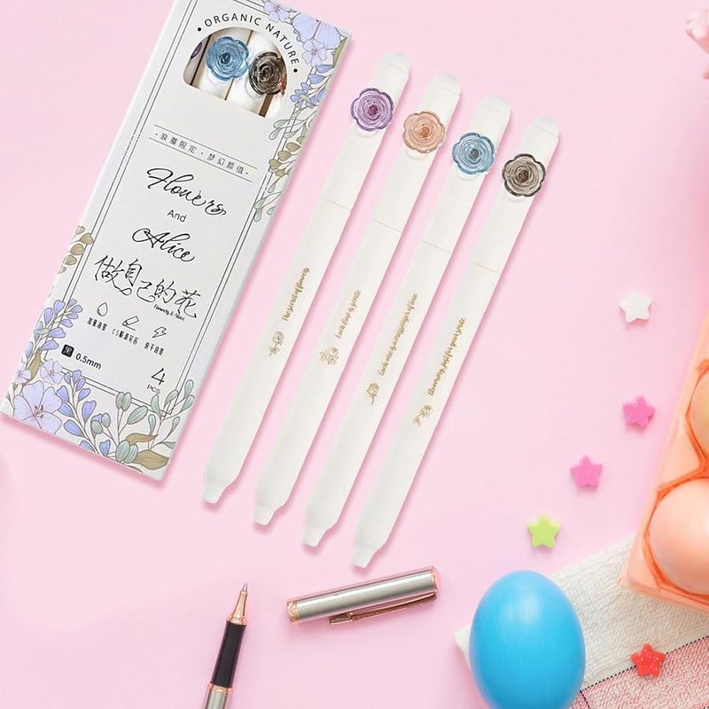 Make Your Own Flower Butterfly Gel Pen Set 4Pcs 0.5mm Quick Dry for Writing Journaling Office - Image 2